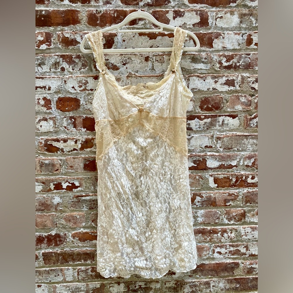 Claire Pettibone Vintage Style Cream/Off White Lace Slip Dress Size XL EUC